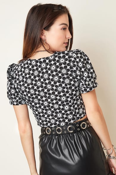 Blouse crop top Black S h5 Picture6